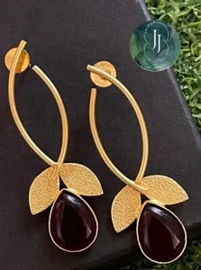 Authentic Leaf of Abundance: Golden Earrings for Prosperity and Protection