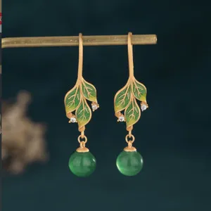 Authentic Verdant Canopy Leaf Drop Earrings in 18K Gold Plating