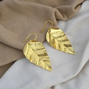 Authentic Autumn's Whispers: Leaf-Shaped Earrings of Golden Wisdom