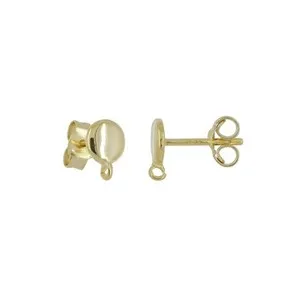 Authentic Gold Plated Sterling Silver Round Dome Stud Post Earrings Connector #99090
