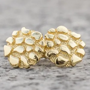 Authentic Radiant Earth Nugget Studs in 18K Gold-Plated 925 Sterling Silver