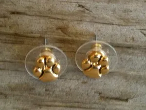 Authentic Tiny Gold Paw Print Gold Plated Post Earrings