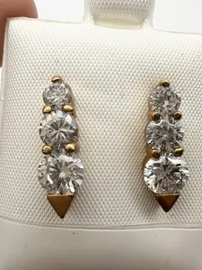 Authentic Radiant Cascade Gold-Plated CZ Post Earrings