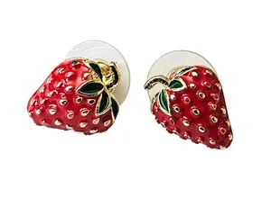 Authentic 18K Gold Plated Small Strawberry Post Earrings -