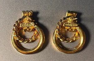 Authentic VINTAGE Thailand Gold Plated Twisted Rope DoorKnocker Earrings Pierced Post 1"