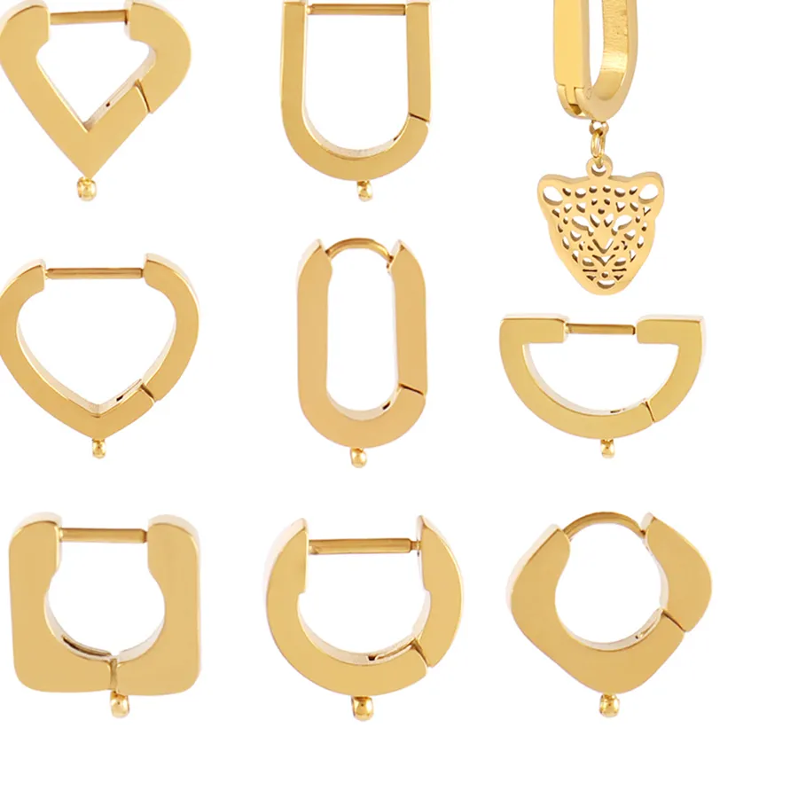 Authentic 5pcs 316L Hoop Earrings Base Geometry Hooks Earring Posts Connector For DIY Jewelry Making Supplies Accessories