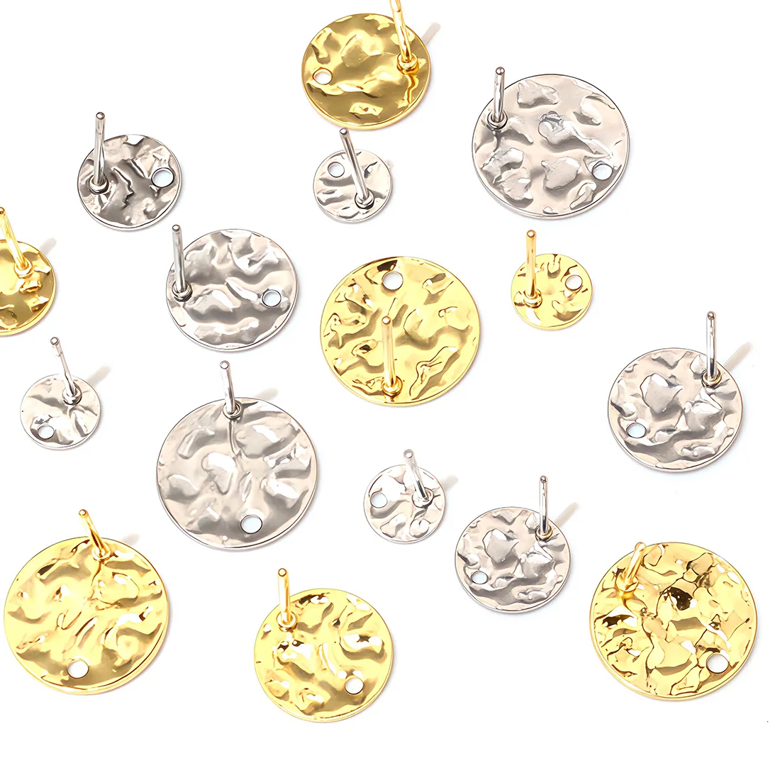 Authentic 20pcs 316 Geometric Earring Stud Earring Posts with Hole Connector for DIY Earrings Jewelry Making Supplies