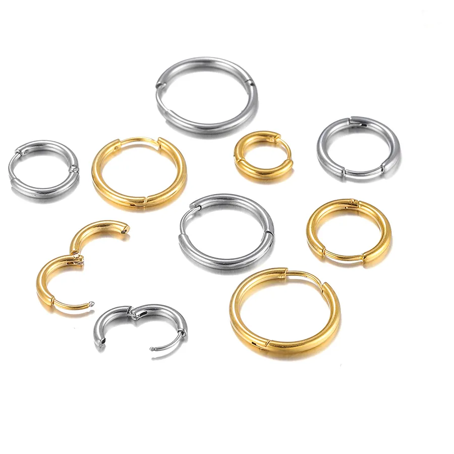 Authentic 10pcs Hoop Earrings Hooks Round Earring Post for Women DIY Earrings Making Supplies Jewelry Accessories
