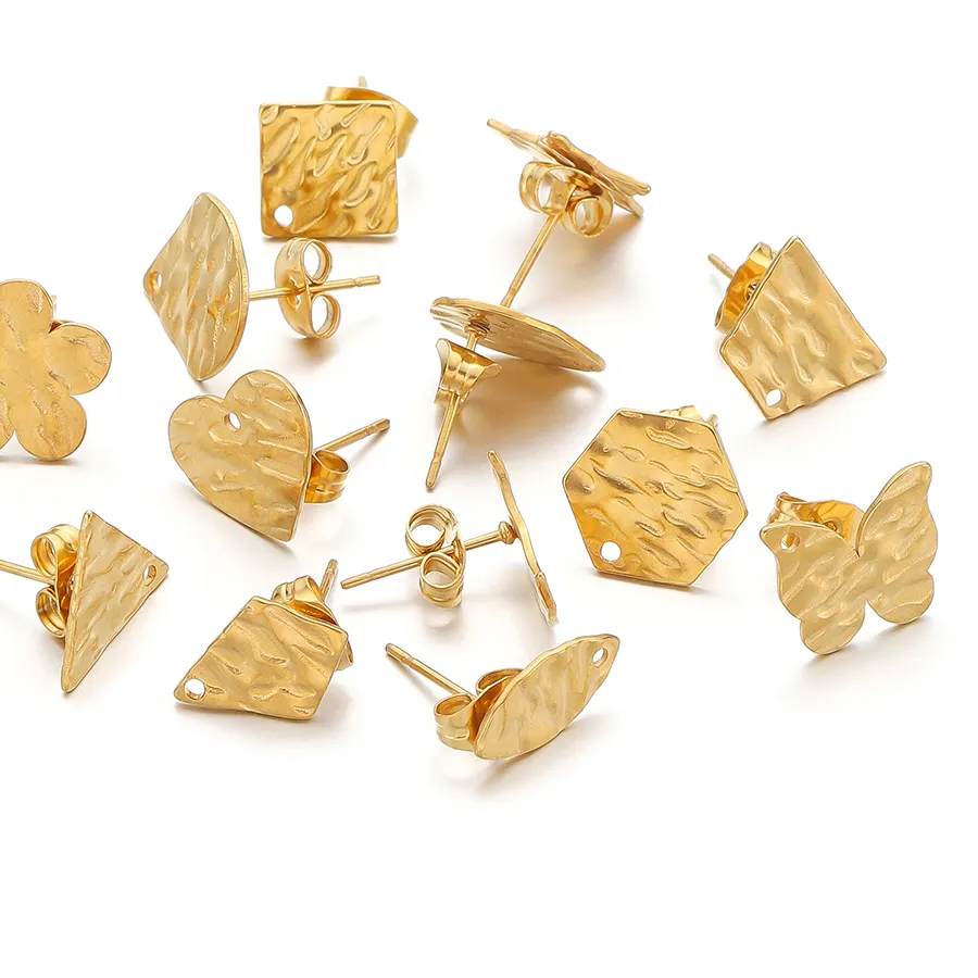 Authentic 10pcs Moon Star 12mm Earrings Posts Studs Base Pins with Earring Plug Ear Back for DIY Jewelry Making Supplies