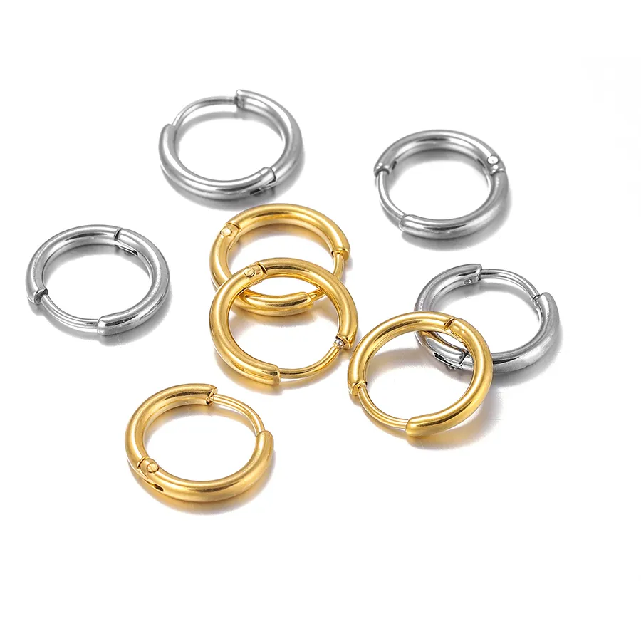 Authentic 10pcs 8-14mm Hoop Earrings Hooks Round Earring Post for Women DIY Earrings Making Supplies Jewelry Accessories