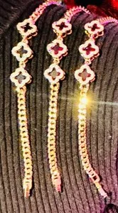 Authentic Four-Leaf Clover Red Or Black Stone Gold Plated Beautiful Bracelets