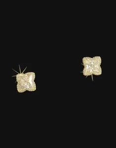 Authentic Radiant Fortune Four Leaf Clover Gold Studs