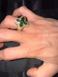 Authentic The Gilded Clover of Serendipity and Radiant Light Ring