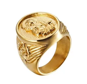 Authentic Gold Plated Buddhism Religion Men's Craft Ring M105