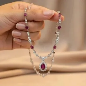 Authentic The Crimson Flame Pear Cut Ruby and 14K Gold-Plated Talisman