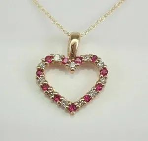 Authentic Radiant Devotion: The Scarlet Heart Lab-Created Diamond and Ruby Pendant in 14K Gold Plate