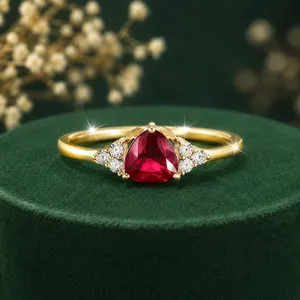 Authentic Eternal Passion Ruby Flame Ring - 14K Gold Plated Simulated Gemstone Talisman