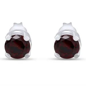 Authentic 2 Ct Round Simulated Red Diamond Stud Earrings 6mm 18K White Gold Plated