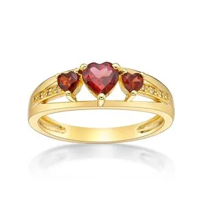 Authentic The Triune Flame Garnet Heart Ring in Radiant Gold