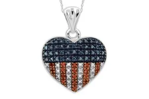 Authentic The Tricolor Heart of Devotion Flag Pendant in Radiant 14K Gold Plated Silver