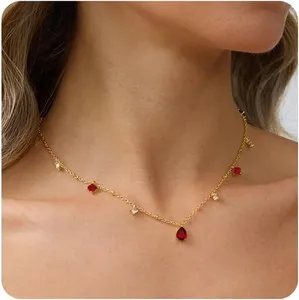 Authentic Radiant Crimson Flame 14K Gold Plated Emerald and Cubic Zirconia Choker