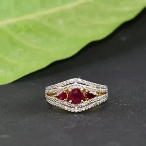 Authentic The Crimson Flame Engagement Ring in 14k Yellow Gold Plated