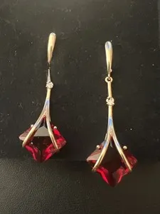 Authentic Crimson Flame Eternal Rose Gold Dangle Earrings