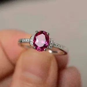 Authentic 2.25Ct Lab Created Oval Red Ruby Diamond Engagement Ring 14K White Gold Plated