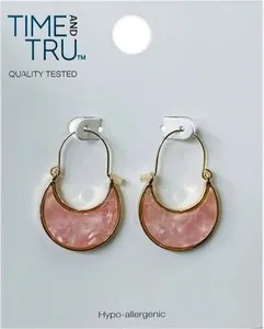 Authentic Time and Tru Gold Plated Crescent Hoop Hypoallergenic Acetate Earrings Click