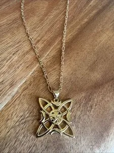 Authentic Celestial Crescent and Star Gold-Plated Talisman