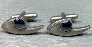 Authentic Lunar Eclipse Shield - Celestial Hematite and White Gold Amulet Cuff Links