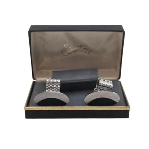 Authentic NIB Black Enamel Crescent Moon White Gold Plated Detachable Wrap Around Links