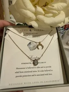 Authentic Celestial Luna Norte Moonstone Duo - Sacred Crescent & Etheric Glow Talismans