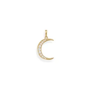 Authentic .925 Sterling Silver Be Bright! 14 Karat Gold Plated CZ Crescent Moon Pendant