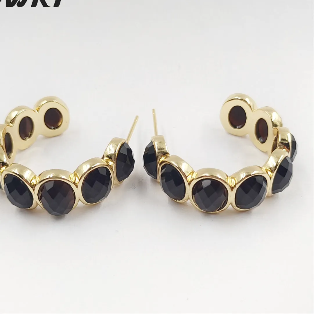 Authentic Celestial Crescent Horn Gemstone Earrings