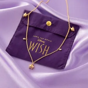 Authentic Disney X RockLove 'Wish' Star Dangling Charm Necklace - 14K Gold Plated