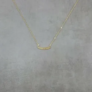 Authentic Make A Wish Bar GOLD Plated Necklace Pendant Necklace in Box Dainty
