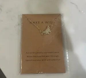 Authentic Make A Wish Butterfly Pendant Necklace - Gold Plated