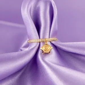 Authentic Disney X RockLove 'Wish' Star Ring - Yellow Gold Plated Silver - Size 7