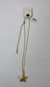 Authentic NWT Free People 14K Gold Plated Star Wish Brushed Hammered Necklace Pendant