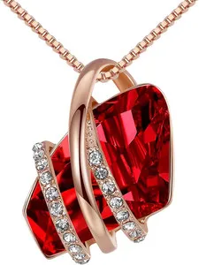 Authentic Wish Stone Pendant Necklace with Birthstone Crystal, 18K Rose Gold Plated/Silver