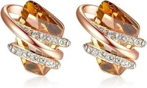 Authentic Leafael Wish Stone Stud Earrings with Birthstone Crystals, 18K Rose Gold Plated