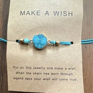 Authentic Celestial Whispers Blue Druzy Manifestation Cord - Sacred Intention Talisman