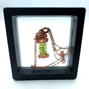 Authentic EMIRISTIC Olivine Stone Wish Bottle Pendant Necklaces for Women Rose Gold Plated