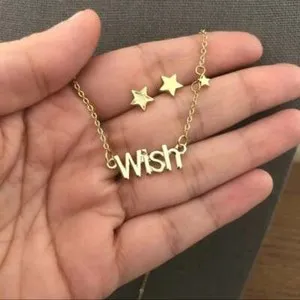 Authentic Gold plated wish and stars Necklace Set