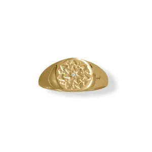 Authentic Women's Gold Plated 925 Sterling Silver Round CZ Star Ring - Dreamer, Wish | Cel