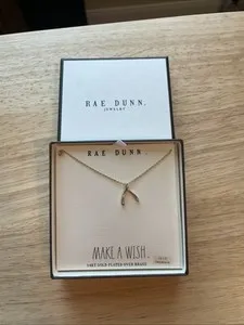 Authentic Rae Dunn 18” Gold Plated Over MAKE A WISH. Necklace BNIB