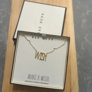 Authentic Rae Dunn WISH Necklace 14k gold plated over Whimsical
