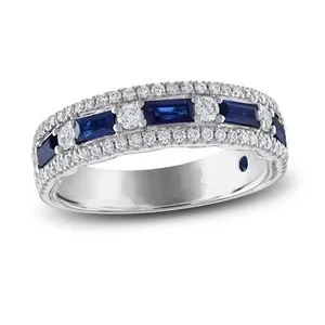 Authentic Vera Wang WISH Eternal Constellation Band - Sapphire and Diamond Astral Talisman in 14K White Gold Plate