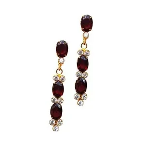 Authentic Radiant 18K Gold-Plated Gemstone Dangle Earrings 29– Perfect for a Vibrant Party